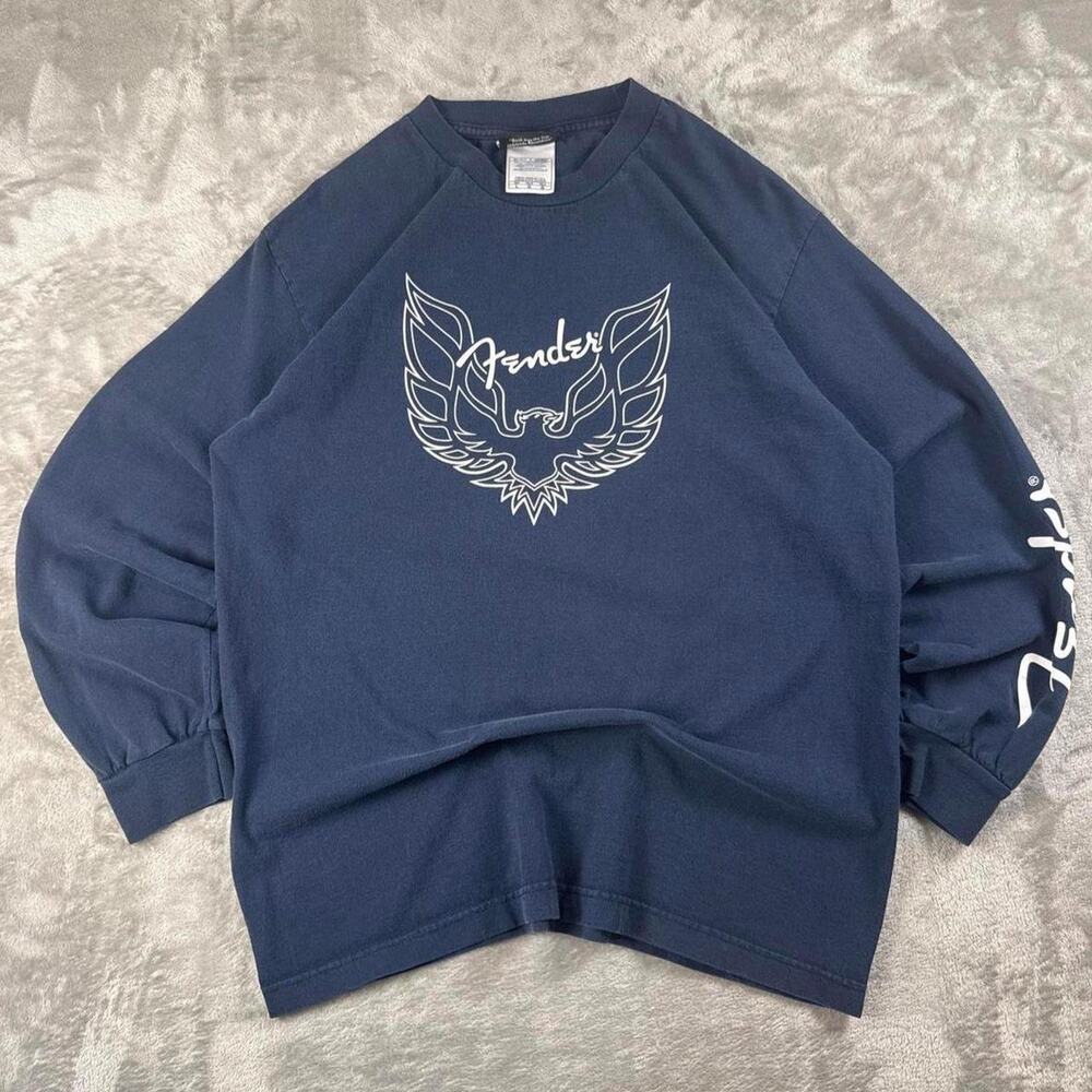 Vintage Fender by DaVinci Long Sleeve Graphic T-Shirt Men’s Large Blue